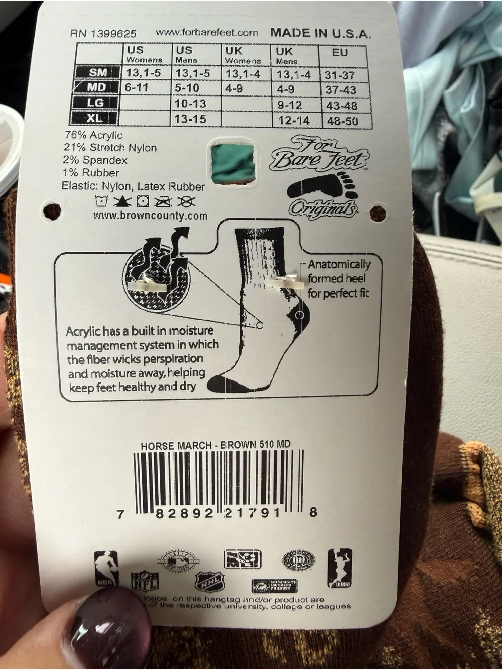For Bare Feet Brown & Blue Western Horse Crew Socks - Pair Set